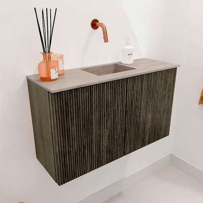Mondiaz JOYA-DLUX 70cm toiletmeubel - kleur Shadow - Wastafel FAYE positie Midden Zonder kraangat kleur Saba.