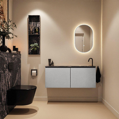 MONDIAZ TURE-DLUX Meuble de toilette 120 cm Plata. Lavabo EDEN Lava position à droite. Avec 1 trou de robinet.