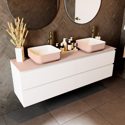 Mondiaz TOP 23 Topblad - 160x23.5x0.9cm - geschikt voor afdekplaat - Solid surface - Rosee