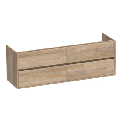 BRAUER Adore meuble sous-lavabo - 160x46x55cm - 4 tiroirs à fermeture douce - sans poignée - 2 découpes pour siphon - chêne massif - chêne abouté gris