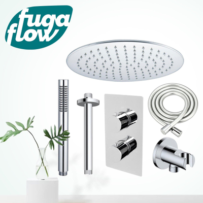 FugaFlow Eccelente Sobrado Badkamer inbouw regendoucheset met thermostaat plafondarm hoofddouche staaf handdouche chroom - Black Friday -