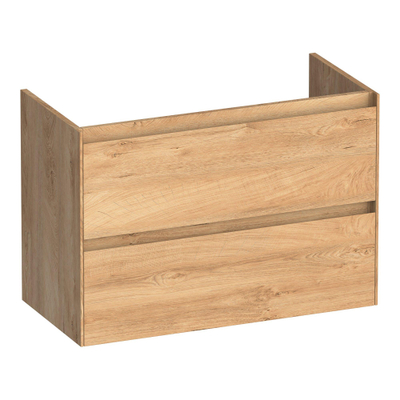 BRAUER Inspire wastafelonderkast ondiep 80 2 softclose lades - greeploos - 1 sifon uitsparing - Forest Tan