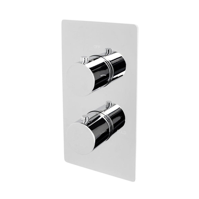 Fortifura Calvi Inbouw Regendoucheset - thermostatisch - plafondarm - glijstang - 25cm hoofddouche - ronde handdouche - gladde doucheslang - chroom