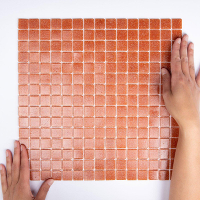 The Mosaic Factory Amsterdam mozaïektegel 2x2x0.4cm voor wand en vloer voor binnen en buiten vierkant Glas Donker Terra