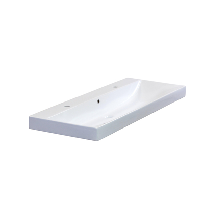 HR badmeubelen Just Lavabo - 121x46x7.5cm - 1 bac - 2 trous de robinet - céramique blanche