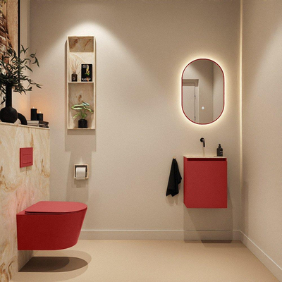 MONDIAZ TURE-DLUX Meuble toilette - 40cm - Fire - EDEN - vasque Frappe - position centrale - sans trou de robinet