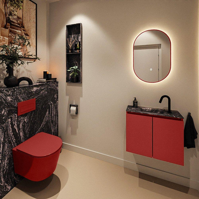 MONDIAZ TURE-DLUX Meuble toilette - 60cm - Fire - EDEN - vasque Lava - position centrale - 1 trou de robinet