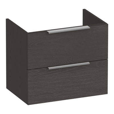 BRAUER Elevate wastafelonderkast ondiep 60 excl. opleggrepen 2 softclose lades en 1 sifon uitsparing - Timber Anthracite
