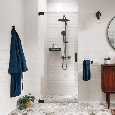 Sealskin Pure Nisdeur - 80x200cm - helder glas - 8mm - antikalklaag - zwart mat