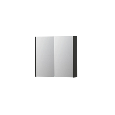 INK SPK2 armoire de toilette – 80 x 74 x 14 cm – 2 portes, portes-miroir double face – Anthracite mat