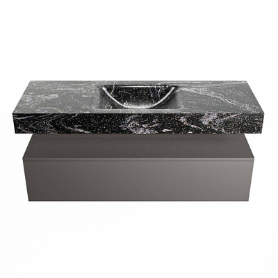 MONDIAZ ALAN - DLUX Badkamermeubelset - 130cm - onderkast - Dark grey - 1 lade - vrijhangende wastafel - wasbak midden - 1 kraangat - Lava