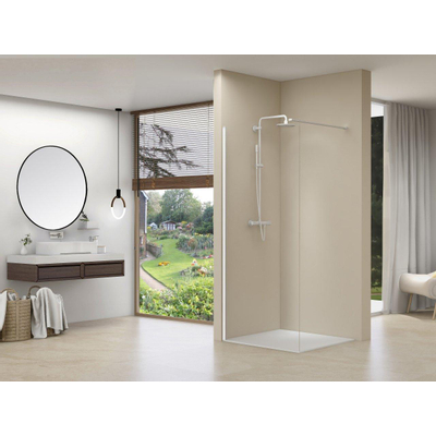 Van rijn products St01 mur fixe 137 139 cm de large verre clair 8mm avec traitement du verre profilé mural blanc 200cm de haut