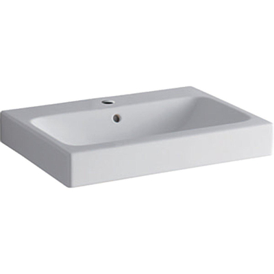 Geberit ICon wastafel - 60x48.5x15.5cm - 1 wasbak - 1 kraangat Midden - met overloopgat - keramiek - glans wit