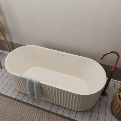 Ideavit Archtec Baignoire îlot 170x75x60cm - Rock Texture - avec trop-plein - bonde clic clac - pieds réglables - crème