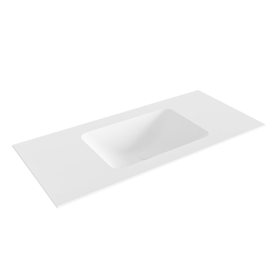 MONDIAZ LEAF Talc solid surface lavabo encastré 101cm Position vasque au centre