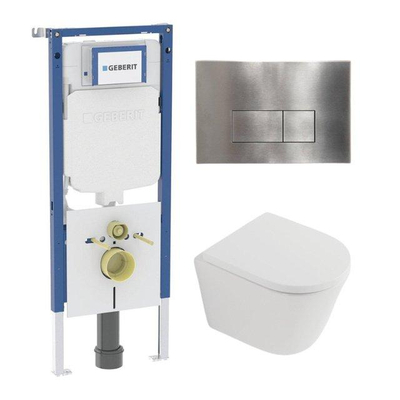 QeramiQ Dely Ensemble WC - 36.3x51.7cm - sortie profonde - sans bride - réservoir encastré Geberit UP720 - abattant de WC softclose 35 mm - plaque de commande acier - boutons rectangulaires - blanc mat