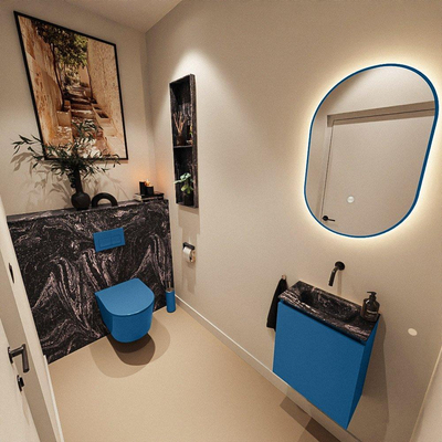 MONDIAZ TURE-DLUX 40cm toiletmeubel Jeans. EDEN wastafel Lava positie midden. Zonder kraangat.