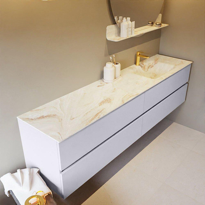 Mondiaz VICA-DLUX Badkamermeubelset - 200cm - cale - 4 lades - Inbouw wastafel CLOUD - rechts - 1 kraangat - kleur Frappe - XL versie 60cm hoog