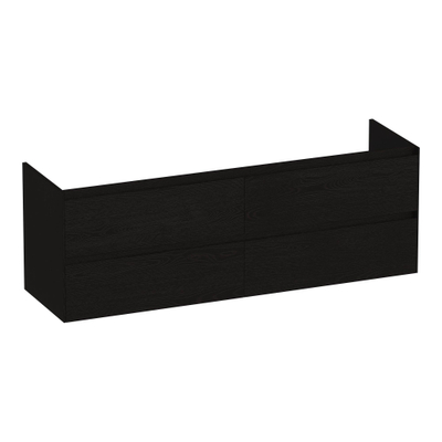 BRAUER Inspire meuble sous-lavabo 160 4 tiroirs à fermeture en douceur - sans poignée - 2 découpes pour siphon - Timber Black