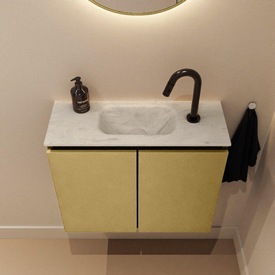 MONDIAZ TURE-DLUX Meuble toilette - 60cm - Oro - EDEN - vasque Opalo - position centrale - 1 trou de robinet