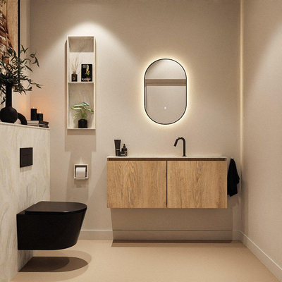 MONDIAZ TURE-DLUX 120cm toiletmeubel Washed Oak. EDEN wastafel Ostra positie midden. Met 1 kraangat.
