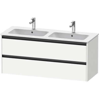 Duravit Ketho 2 meuble bas pour lavabo avec 2 tiroirs pour double lavabo 128x48x55cm avec poignées anthracite blanc mat