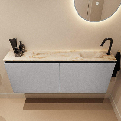 MONDIAZ TURE-DLUX Meuble de toilettes 120 cm Plata. Lavabo EDEN Frappe position droite. Avec 1 trou de robinet.