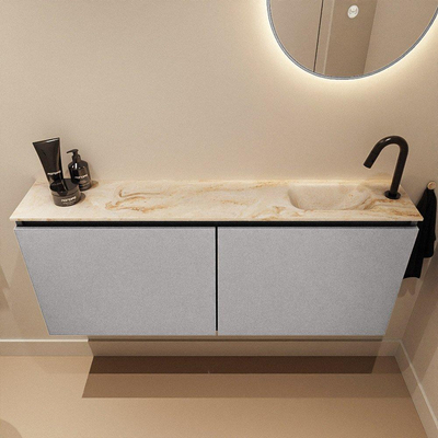 MONDIAZ TURE-DLUX Meuble toilette - 120cm - Plata - EDEN - vasque Frappe - position droite - 1 trou de robinet