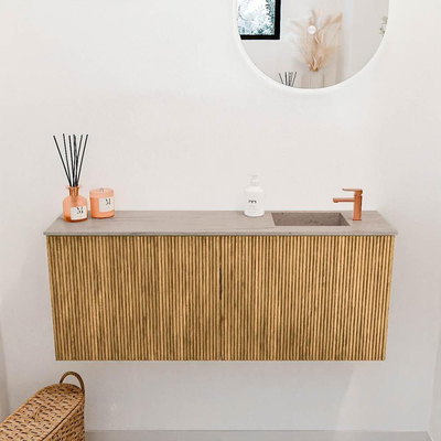 Mondiaz JOYA-DLUX 100cm toiletmeubel - kleur Oak - Wastafel FAYE positie Rechts 1 kraangat kleur Saba.