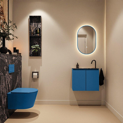 MONDIAZ TURE-DLUX Meuble toilette - 60cm - Jeans - EDEN - vasque Lava - position droite - 1 trou de robinet