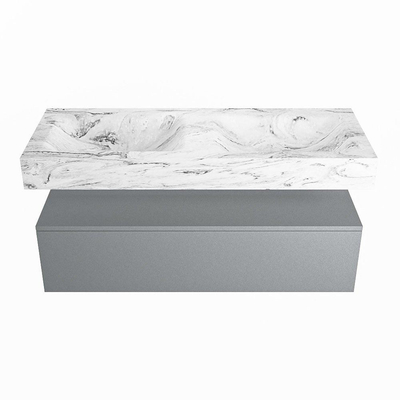 MONDIAZ ALAN - DLUX Badkamermeubelset - 120cm - onderkast - Plata - 1 lade - vrijhangende wastafel - 2 wasbakken - 0 kraangaten - Glace