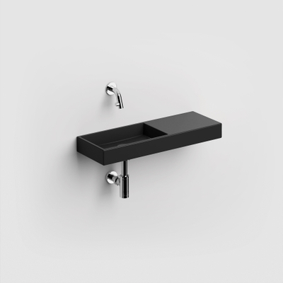 Clou Mini Wash Me Lave-main sans trou pour robinetterie avec bonde 56x6x19cm céramique noir mat