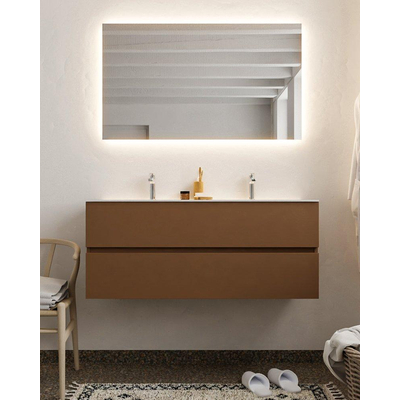 MONDIAZ VICA Ensemble de meuble salle de bain - 120cm - 2 tiroirs - lavabo Cloud double - 2 trous de robinet - solid surface rouille