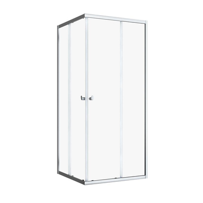 Sealskin Hooked Paroi de douche d’angle en quatre parties avec portes coulissantes 90x90x200 cm, verre de sécurité clair 6 mm avec traitement anticalcaire chrome