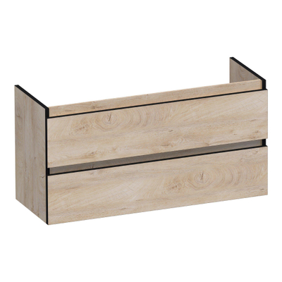 BRAUER Joy Edge wastafelonderkast ondiep 100 2 softclose lades - greeploos - 1 sifon uitsparing - Forest Wheat