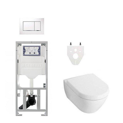 Villeroy Boch Subway 2.0 DirectFlush Pack WC - softclose - réservoir Geberit - plaque de déclenchement blanche chrome sigma30 - blanc