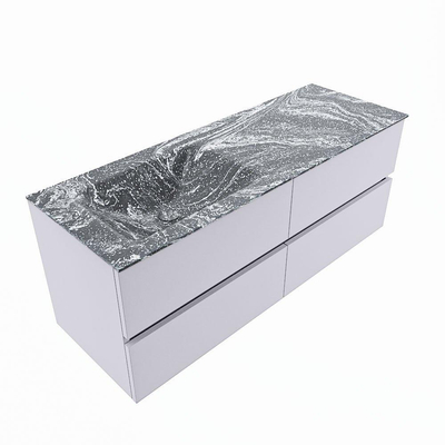 Mondiaz VICA-DLUX ensemble de meuble de salle de bain - 130cm - meuble sous-vasque cale - 4 tiroirs - lavabo encastrée cloud gauche - sans trous de robinet - version haute de 60cm - lave