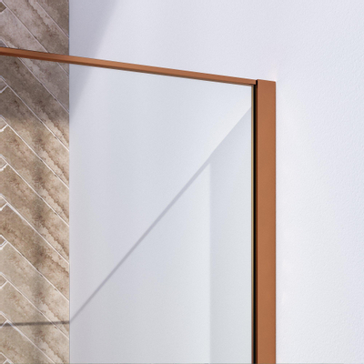 Brauer Copper Frame Douche à l'italienne - 100x200cm - verre clair avec cadre - Cuivre