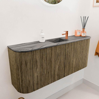 Mondiaz JOYA-DLUX 103.2cm toiletmeubel - ronding links en rechts kleur Dusk - Wastafel FAYE positie Midden 1 kraangat kleur Sombra.