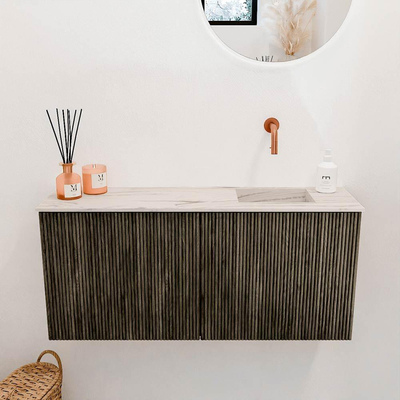Mondiaz JOYA-DLUX 90cm toiletmeubel - kleur Shadow - Wastafel FAYE positie Rechts Zonder kraangat kleur Nata.