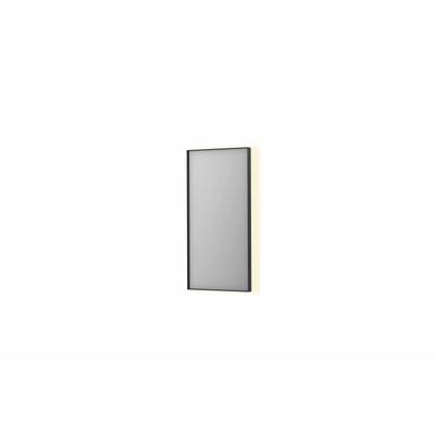 INK SP32 spiegel - 40x4x80cm rechthoek in stalen kader incl indir LED - verwarming - color changing - dimbaar en schakelaar - mat zwart