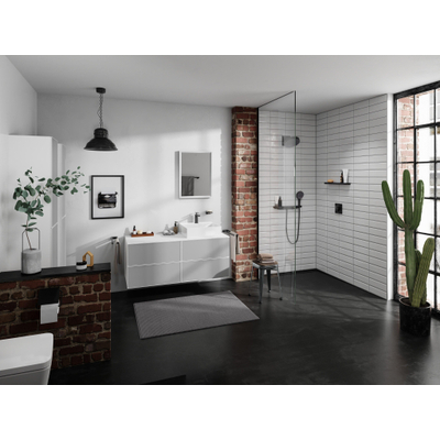 Hansgrohe Xevolos E Armoire haute - 176x40x37cm - 2 portes - façade metallic white - push to open - charnière à droite - matt white