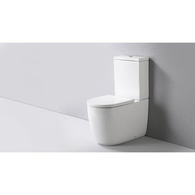 QeramiQ Dely Swirl Staand Toilet - zonder spoelrand - geberit spoelsysteem - slim zitting - mat wit