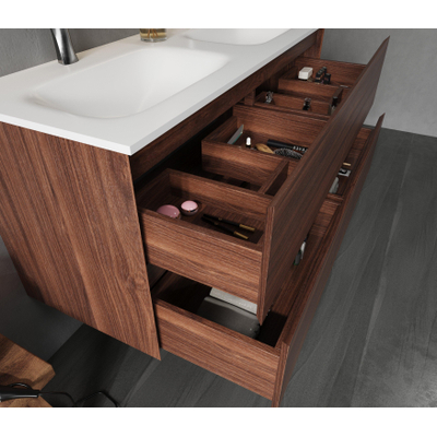 Saniclass Terra Wastafelonderkast - 120cm - 4 lades - kastanje