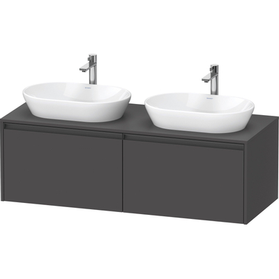 Duravit Ketho 2 meuble bas pour lavabo inclus plateau console avec 2 tiroirs pour vasques doubles 140x55x45.9cm avec poignées anthracite graphite mat