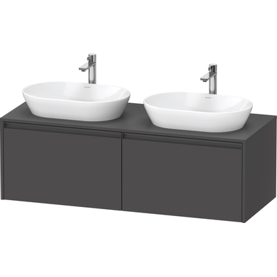 Duravit ketho meuble sous 2 lavabos avec plaque console et 2 tiroirs pour double lavabo 140x55x45.9cm avec poignées anthracite graphite mat