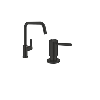 GROHE Eurosmart Ensemble robinet de cuisine - mitigeur - 22,8 cm - bec haut - distributeur de savon - black mat