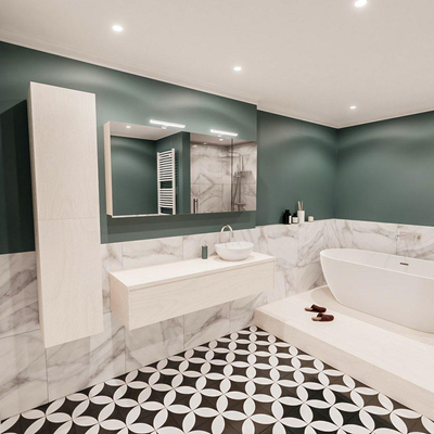 MONDIAZ LUSH Ensemble de meuble de salle de bain - 150cm - 1 tiroir - lavabo BARCO - vasque à droite - 1 trou de robinet - sous-couche