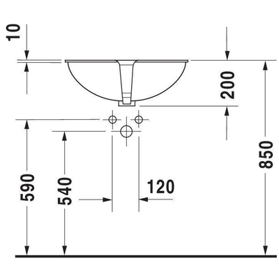 Duravit Santosa onderbouwwastafel voor houten console 51cm met overloop zonder kraanvlak met wondergliss wit