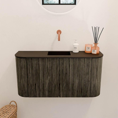 Mondiaz JOYA 83.2cm toiletmeubel - ronding links en rechts kleur Shadow - Wastafel FAYE positie Midden Zonder kraangat kleur Urban.